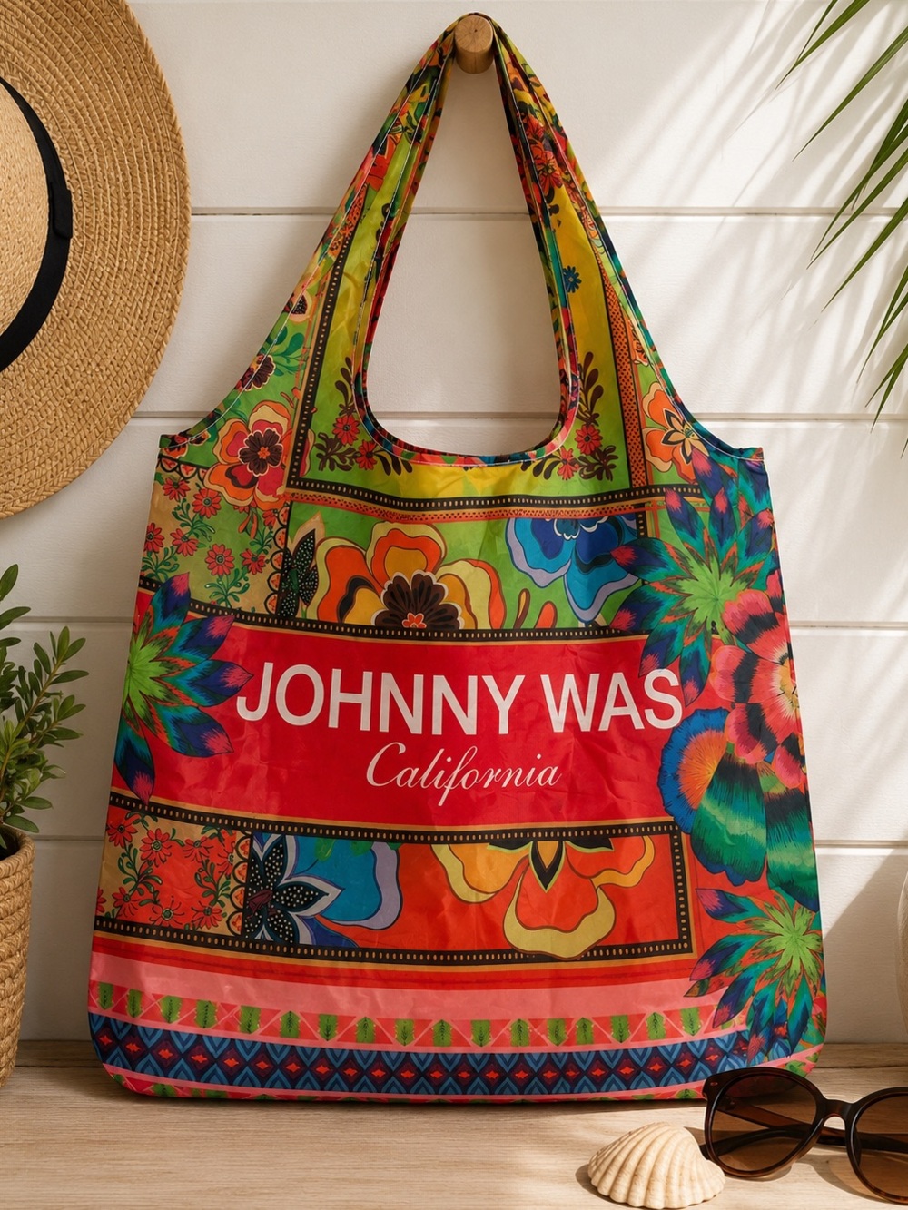 Johnny Was California Floral Reusable Tote Bag Boho Multicolor.